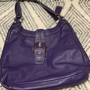 Purple Leather Shoulder Bag